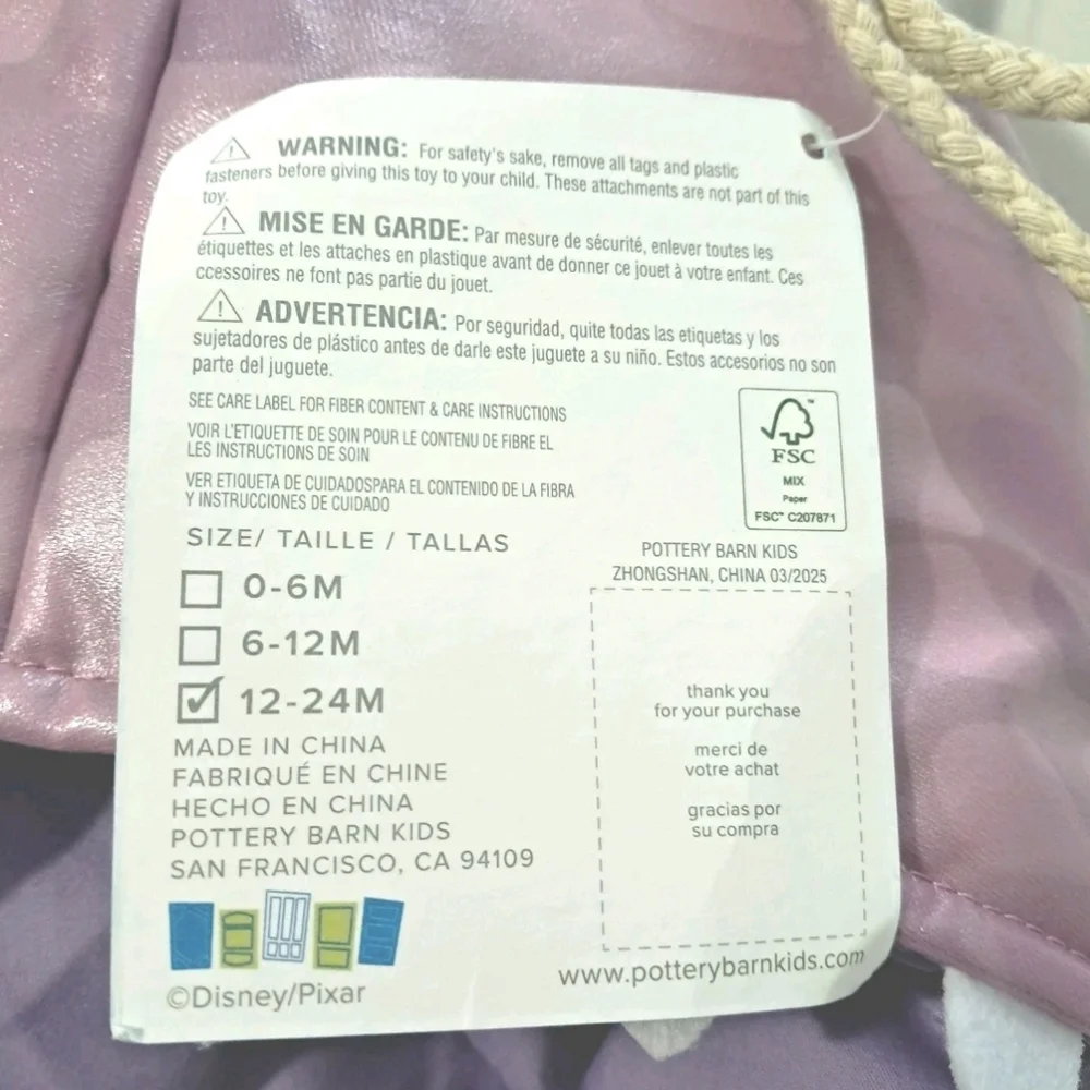Pottery Barn Kids Disney Pixar Monsters Inc Boo Baby Costume 12–24M NWT - Picture 7 of 7
